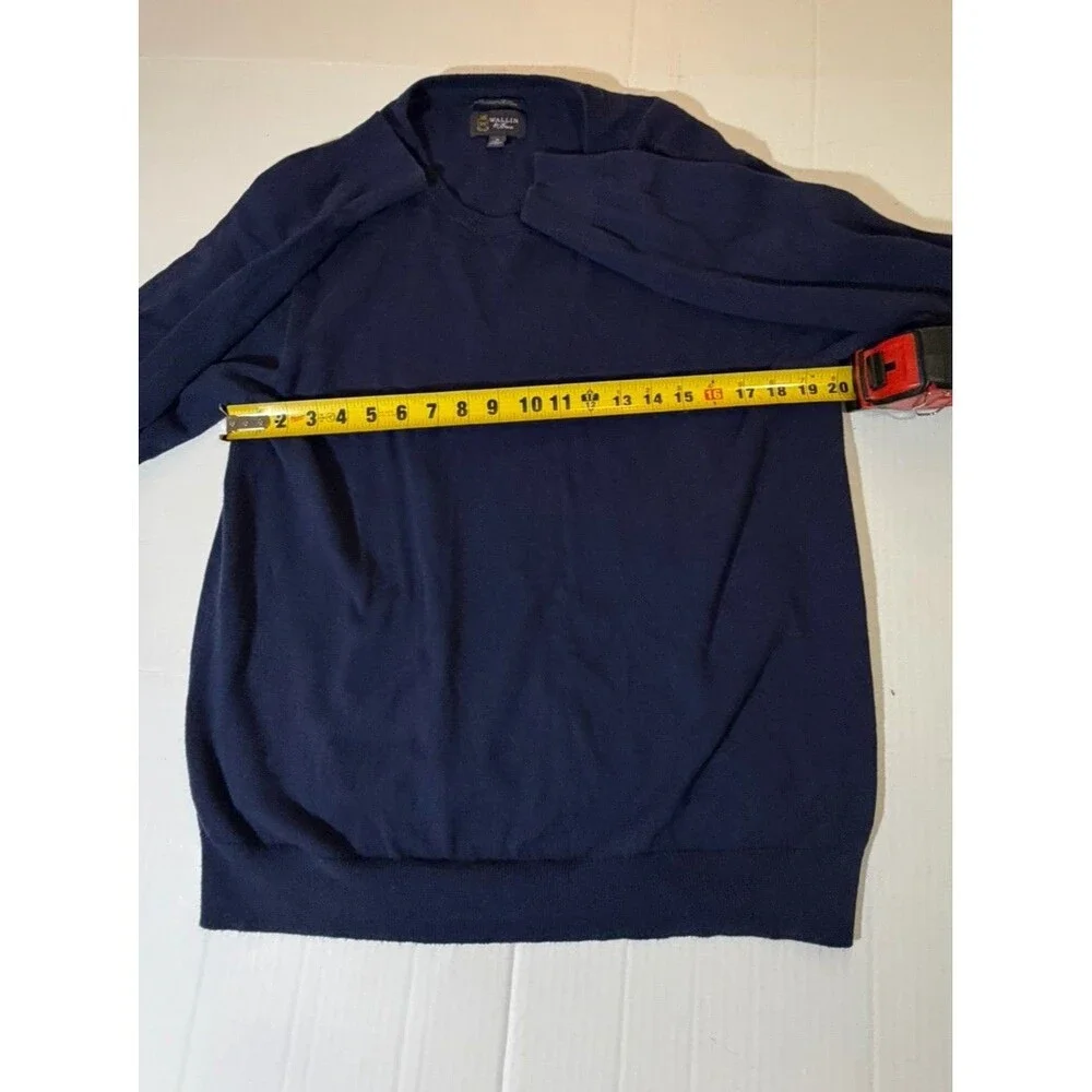 Wallin & Bros Mens XL Navy Cashmere Blend Crew Neck Sweater Knit Pullover